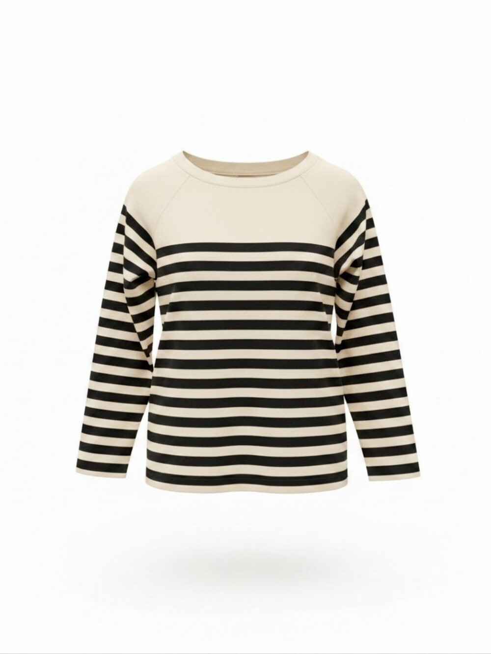Anne Taylor LOFT Cream and Black Striped Boatneck Loose Fit Top